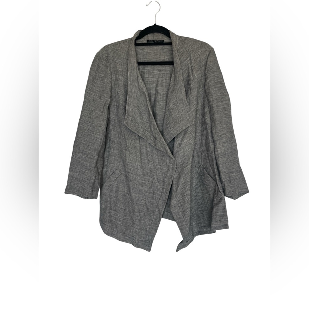 LAFAYETTE 148 Gray Silk Blend Waterfall Jacket